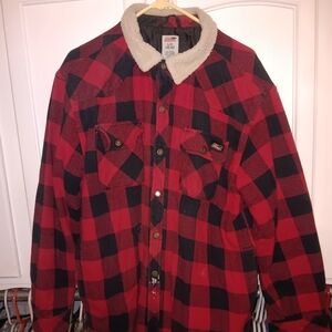 Vintage Men's Dickies Flannel and Sherpa Jacket (L)